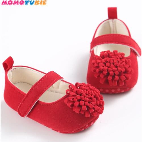 Candy Colors Newborn Baby Prewalker Soft Bottom Anti-slip Shoes Footwear Classic Princess Girl Crib Mary Jane Big Flower Shoes