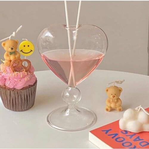 Creative Love Cup Glass Vase Hydroponic Decorative Utensils Aromatherapy Ornaments Photo Props Korean Style Cold Drink Bottle