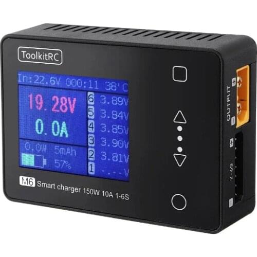 ToolkitRC M6 V2 DC 150W 10A LCD 2-6S Lipo Battery Smart Balance Charger Discharger With Voltage Servo Checker Receiver Signal Te