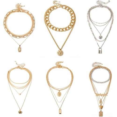 Vintage Multilayer Crystal Pendant Necklaces For Women Wedding Party Gold Color Boho Heart Pendant Necklaces Jewelry Gift
