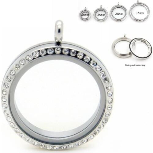 Waterproof! ( 20mm 25mm 30mm 38mm ) floating lockets 316L stainless steel screw crystal living memory floating lockets