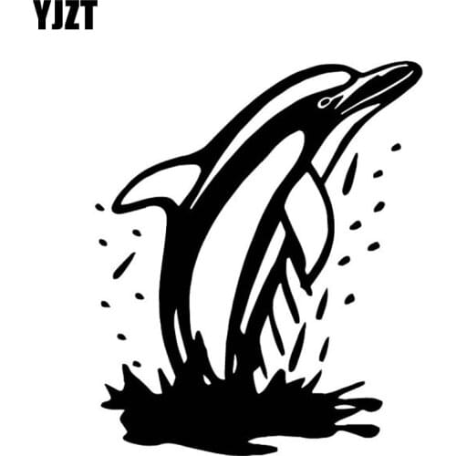 YJZT 13.4CM*16.1CM Dolphins Leaping Out Of The Water Decor Pattern Car Sticker Car Trunk Vinyl Decal Black/Silver C4-2199