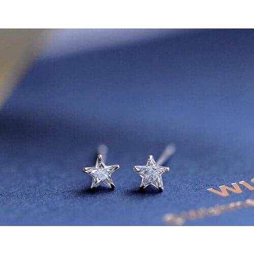 Ruifan Small Star Black Cubic Zircon Stud Earrings for Women Sterling Silver 925 Trendy Lady Jewelry 2021 New on the Ear YEA179