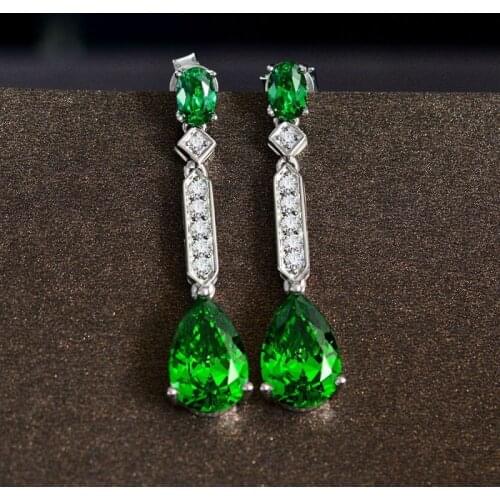 100% 925 Sterling Silver Drop Earrings For Women Sparkling Diamond Ladies Earrings Fine Jewelry Luxury 8*37mm Earrings Gifts