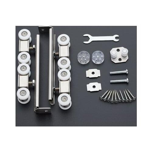 1 Pair/set Cold Rolled Steel Sliding Wooden Door Closet Hardware Kit Door Wheels Roller 8 Wheels Hangers Roller