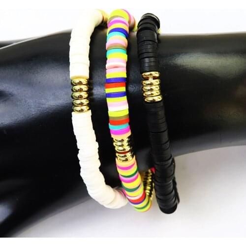 10 Strand Multi color Polymer Clay Beads Bracelet Simple style beaded chain fashion jewelry bracelet jewelry 9820