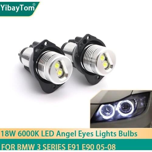 2pcs 18W 6000K free error Super bright lamp LED Angel Eyes Marker Lights Bulbs For For BMW 3 series E91 E90 2005-2008