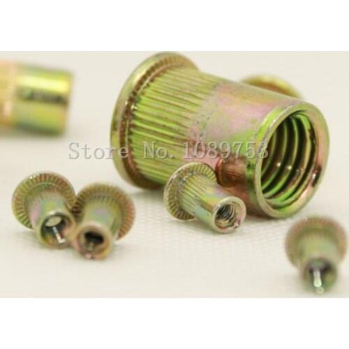 20Pcs M3 M4 M5 M6 M8 Zinc Plated Carbon Steel Knurled Nuts Rivnut Flat Head Threaded Rivet Insert Nutsert Cap Rivet Nut