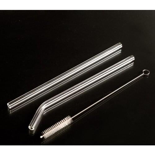 200Sets Glass Straw Reusable Drinking Straws with Clean Brushes for Cocktail Tumblers Size 200mm*8mm