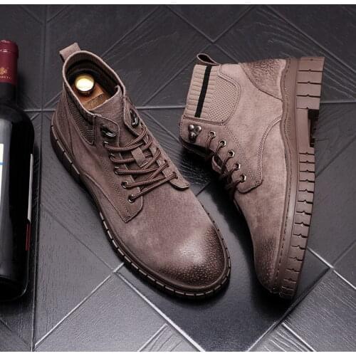 2020 Brand Luxury Genuine Leather Men Chelsea Boots High Quality Lace-up Ankle Boots Fashion Vintage Casual Cowboy Shoes