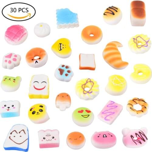 30pcs Slow Rising Rebound Toy Gift Key Rings Ball Key Chain Collection Sponge Ornament Cosplay Key Chain for Kids Adults