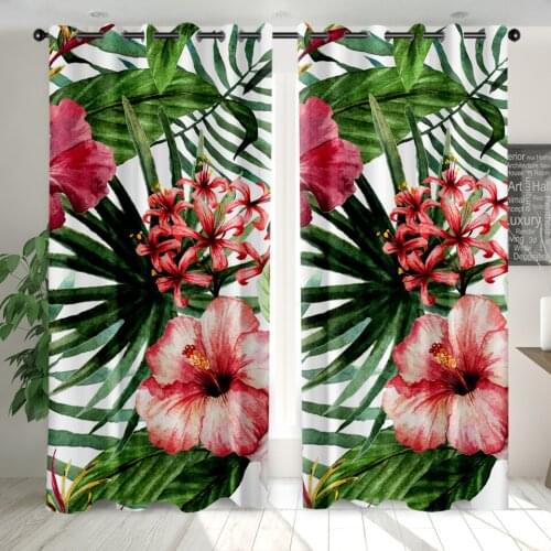 3D Window Curtains Tropical Leaf Plant Print for Living Room Bedding Room Home Decor Tapestry Wall Carpet Drapes Cotinas
