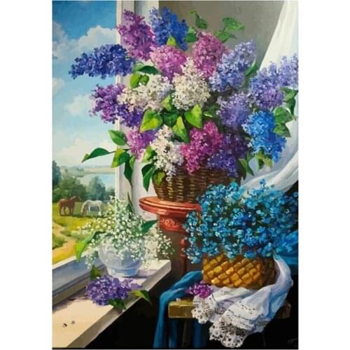 Canvas Size 5D DIY Diamond Painting Lilac Cross Stitch New Arrival Diamond Embroidery Flower Picture Rhinestones Mosaic