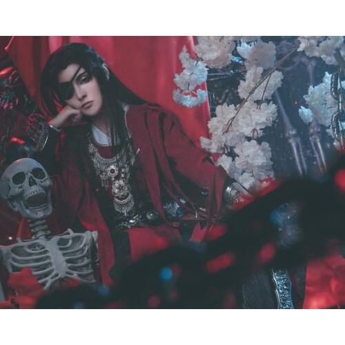 Anime Desperate Ghost King Hua Cheng Cosplay Costume Tian guan ci fu New Arrival Black Long Cosplay Costmes With Cloak Full Set