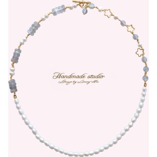 CCijiNG High-quality Grey Moonstone Pearls Necklace Can Be As A Bracelet Temperament Sweet Romantic SG3005
