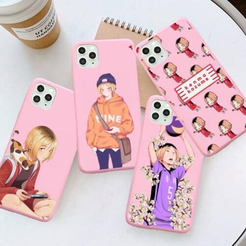 Kenma Kozume of Haikyuu Phone Case Pink Candy Color for iPhone 6 7 8 11 12 s mini pro X XS XR MAX Plus