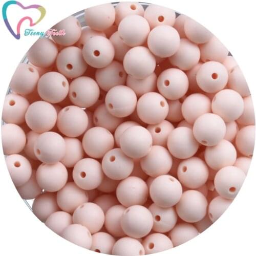 Teeny Teeth 10 PCS Light Pink Round 9-15 MM Baby Teething Beads BPA Free Baby Mordedor Perle Silicone Dentition Necklace Making