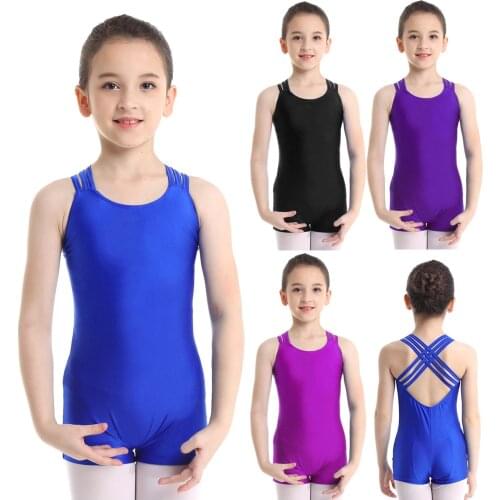 Kids Gymnastic Leotard Sleeveless Strappy Dance Clothes Children Ballet Leotards Gymnastics Bodysuit Jumpsuit Girl Dance Wear