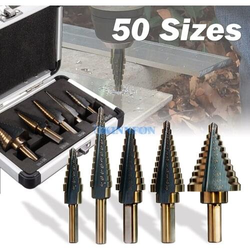 DHL 20Set 5 Pieces HSS Cobalt Multiple Hole 50 Sizes Step Drill Bit Set + Aluminum Case NEW