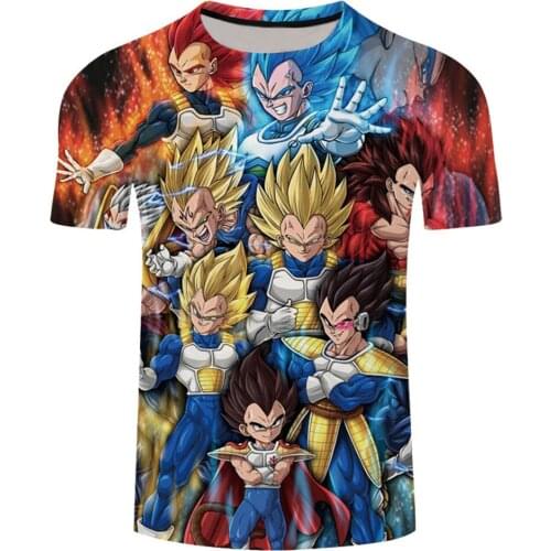 Anime Theme Characters Super Saiya God Vegeta 3D Printed T-shirt Son Goku Tee Men Women Tshirt Summer Fashion Hip Hop streetwear