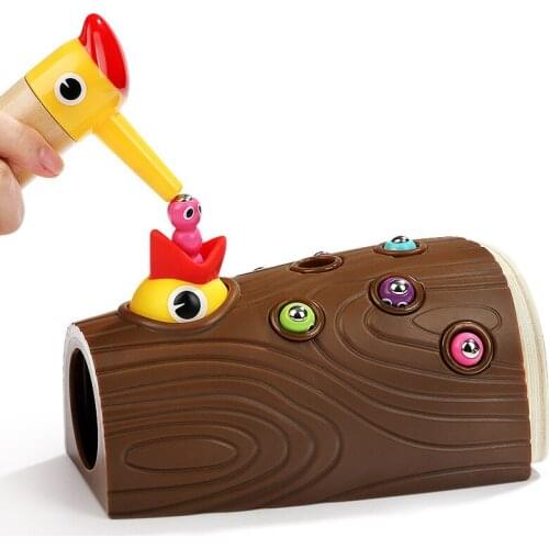 2020 New Wooden Magnet Bird Catching Bug Game Preschool Toy Kids Gifts