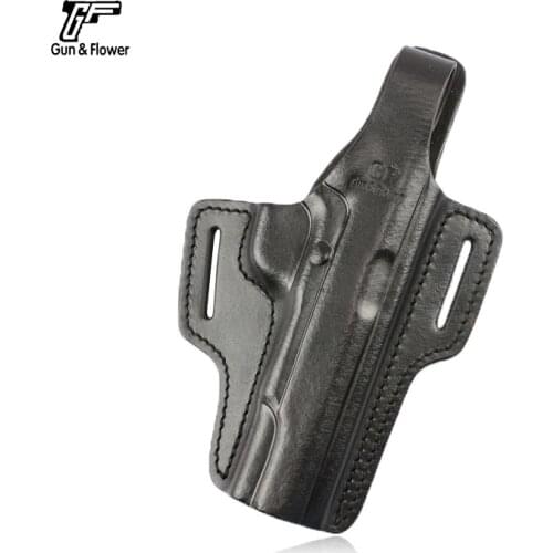 Gun&Flower Colt 1911 Handgun 2 Slot Leather Gun Holster Hunting Articles Concealed Carry Pistol Case Bag Guns Accessories