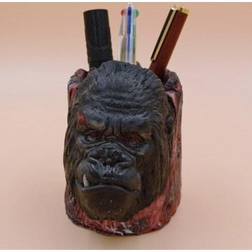 Handmade craft Environmental Protection Resin Chimpanzee Pen Container, Pen Holder,Desktop Decoration