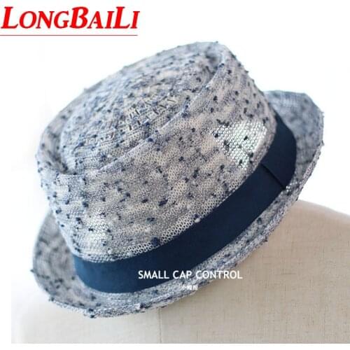 Summer New Fashion Lovers Straw Fedora Hats Female Pork Pie Hats For Men Chapeu Sun Beach Caps ELDS006