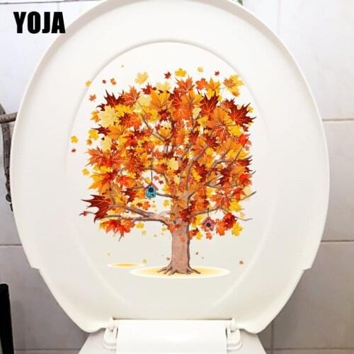 YOJA 19.2X22.1CM Maple Leaves Cartoon Tree Bathroom Decor Toilet Home Kids Room Wall Sticker T1-1549