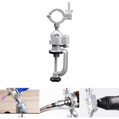 360 Degree Rotating Table Vise Multifunctional Aluminium Alloy Swivel Bench Vise Clamp Electric Drill Stand Rotating Tool