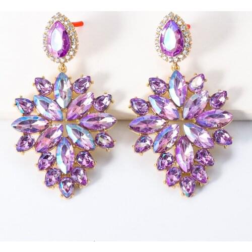 New Zircon Rainbow Earring Big Crystal Colorful Cute Earring Statement Wholesale Steetwear Trendy Earring For Women 2021 Za