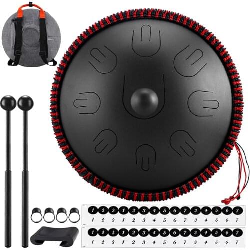 14 inch D Minor 9 Notes Steel Tongue Handpan Drum Professional Hand Pan Tambourines Zen Drum Set Percussion Instruments Gifts
