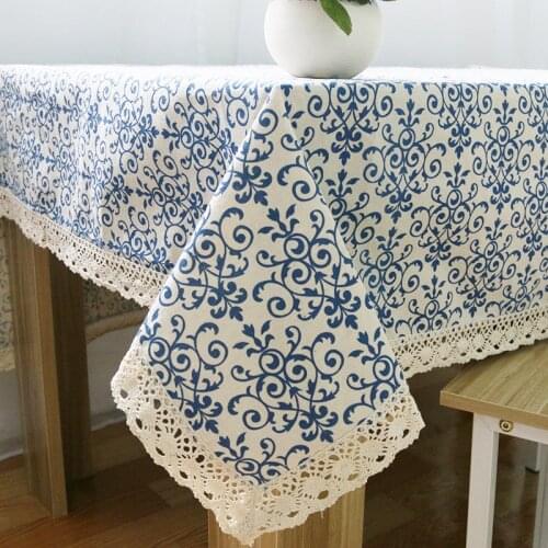 Christmas Snowflake Tablecloth Lace Blue and White Porcelain Red Wedding Banquet High Quality Tablecloth Washable Textile