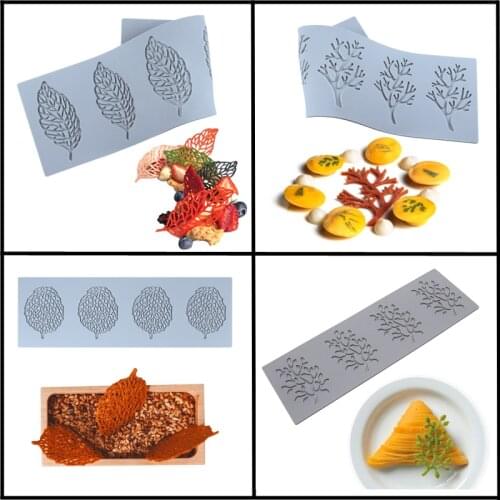 SHENHONG Leaf Fondant Cake Mold Gumpaste Chocolate Molds Sugarcraft Icing Lace Silicone Mat Bakeware Cake Decorating Tools