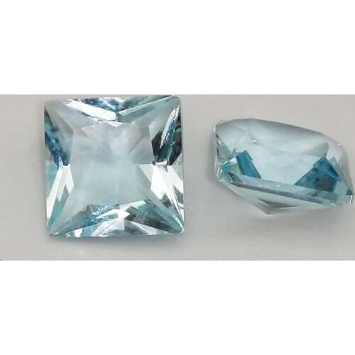 Light Blue Coloured Glass Stone Square Cut 8x8mm 9x9mm 10x10mm Loose Synthetic Gemstone Pick Size For Sale