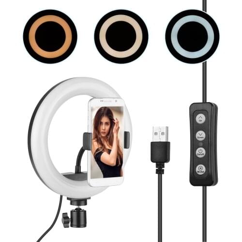 8 Inch LED Ring Light Fill-in Lamp Built-in 72pcs LED Beads 10W Dimmable 2700-5500K Color Temperature for iPhone Samsung Huawei