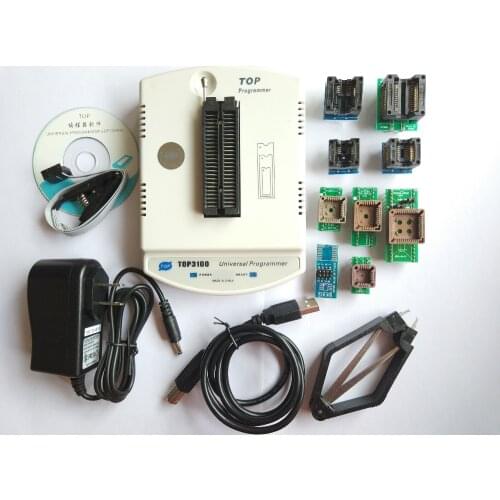 New TOP3100 USB universal programmer + 9 adapter EPROM MCU PIC AVR flash socket IC