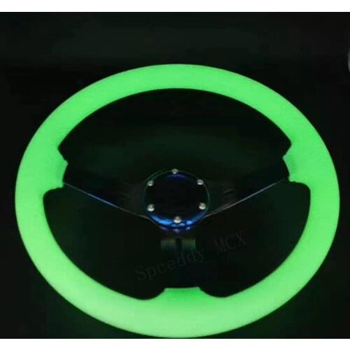 Universal Discoloration Car Steering Wheel 14 Inch 350mm Racing Sport Acrylic Auto Steering Wheel Day White/Night Green