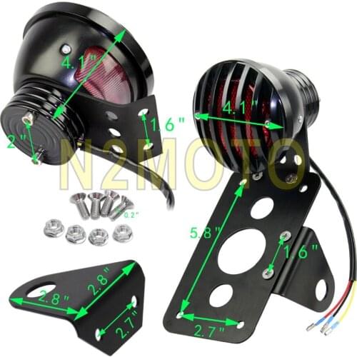 High Quality CNC 6061-T6 Aluminum Taillights with License Plate Bracket Holder Universal for Harley Chopper Cafe Racer Black