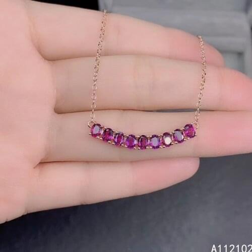 KJJEAXCMY fine Jewelry 925 Sterling Silver Natural Garnet Girl trendy Pendant Necklace Support Test Chinese style with box