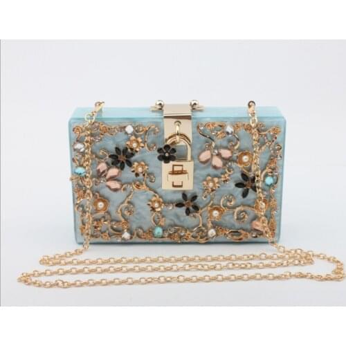 Women Acrylic Box Clutch bag purse Evening bags Purses and Handbags Ladies Fashion Chain Shoulder Bag cross body messenger bags