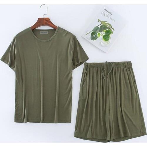 Plus Size Summer Modal Home Wear Set Short Sleeve O Neck Men Pajamas Sets Soft Casual Sleep Wear