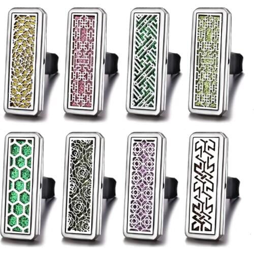 Car Honeycomb Air Freshener Aromatherapy Magnetic Diffuser Jewelry Rectangle Stainless Steel Car Air Outlet Clip Perfume Lockets