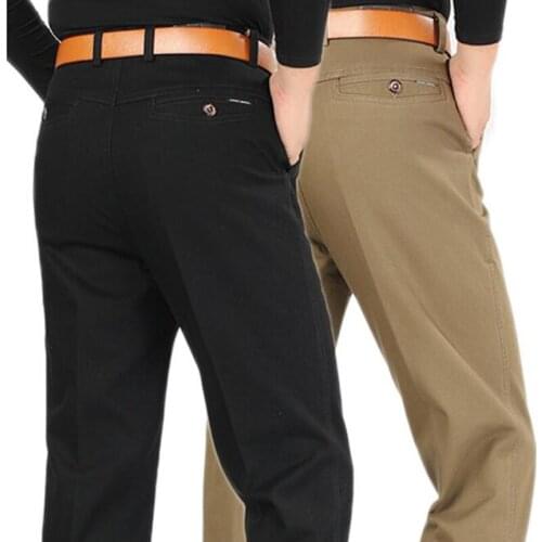 2018 New mens casual pants winter With plush keep warm trousers loose mens straight pants Size 30-44