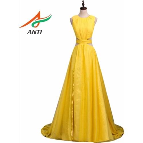 ANTI O-Neck Bling Bling Button A Line Long Evening Dress Party Elegant Vestido De Festa Fast Shipping Prom Gowns abendkleider