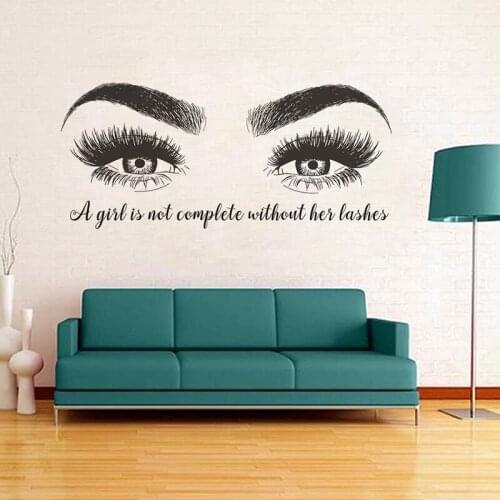 Custom Text Wall Sticker Beauty Salon Vinyl Decal Eyebrows Girls Room Decoration Beautiful Eyelashes Brows Lshaes Art Mural