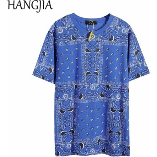 Summer Vitage Bandanna Tshirt Tee Men Women Cashew Flower Printed Short-sleeved T-shirt Streetwear Loose Causal Tshirts Tops