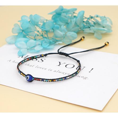 Go2boho Evil Eye Bracelet For Women Miyuki Bead Bracelets Turkish Eye Jewellery Friends Gift Lucky Bead Woven Jewelry Pulseras