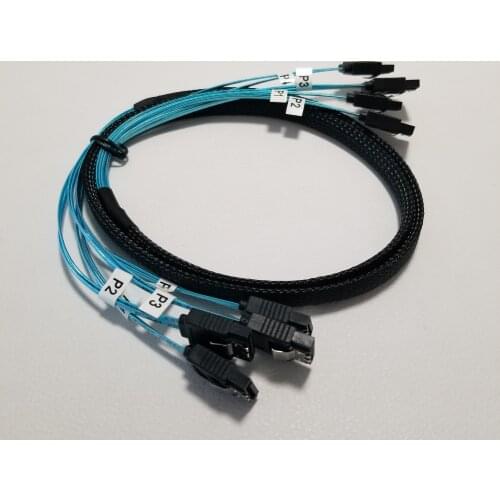 Mini SAS SATA Power Cable 4 to 4 Male to Male 6Gbps High Speed Aluminum Foil Shield Wire Black & Blue Mixed 1M