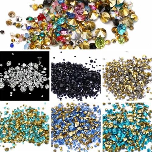 New Mixed Sizes 1000pcs Many Colors To Choose Point Back Resin Rhinestones Round Glitter Beads For Jewelry Making DIY Supplies